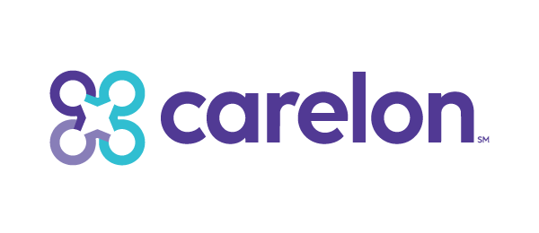 Carelon logo: interconnected circular icon in purple, blue, and teal, next to the word carelon in purple.