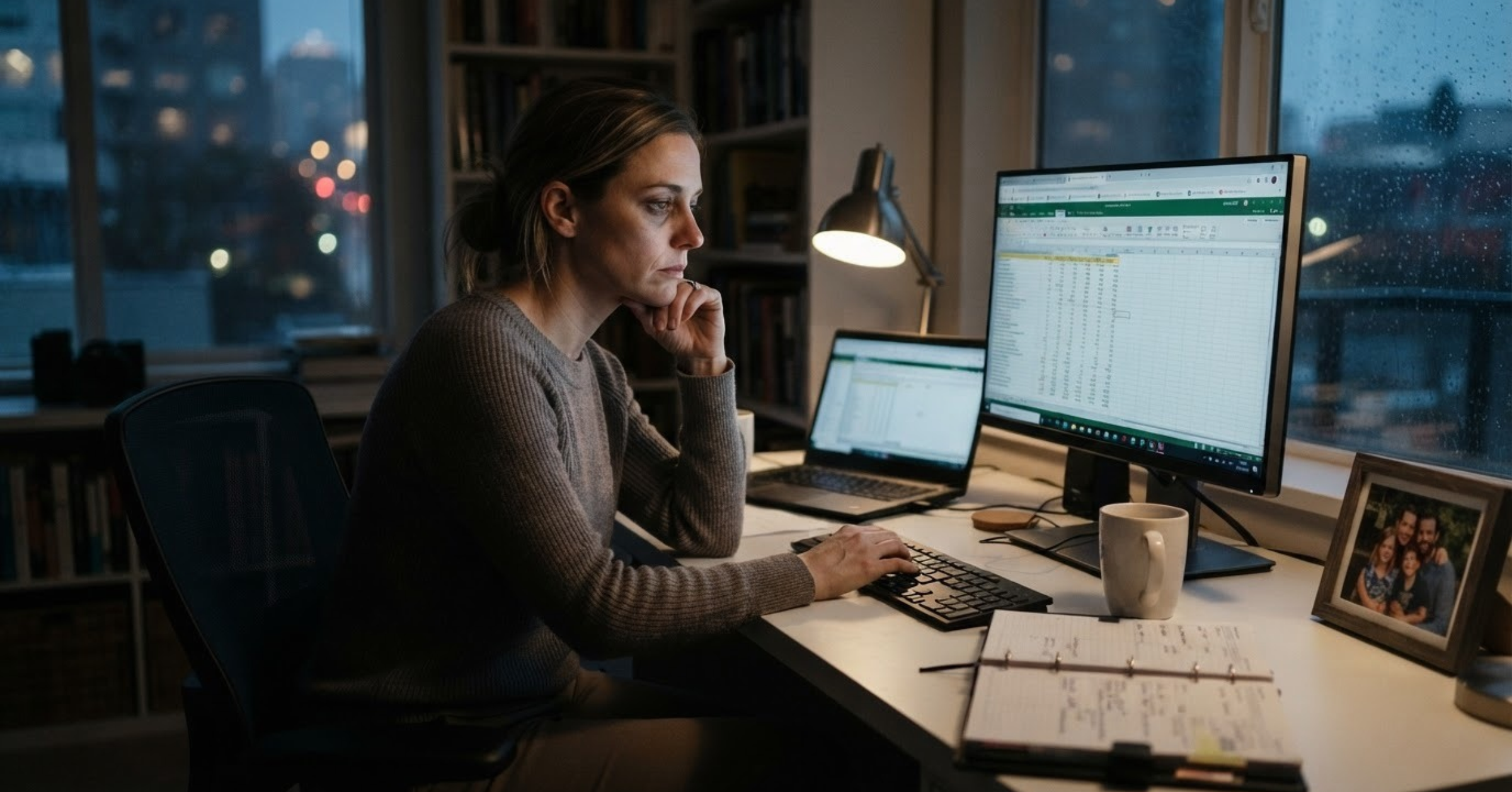 Woman working while feeling sad. Signs of High Functioning Depression in Adults.